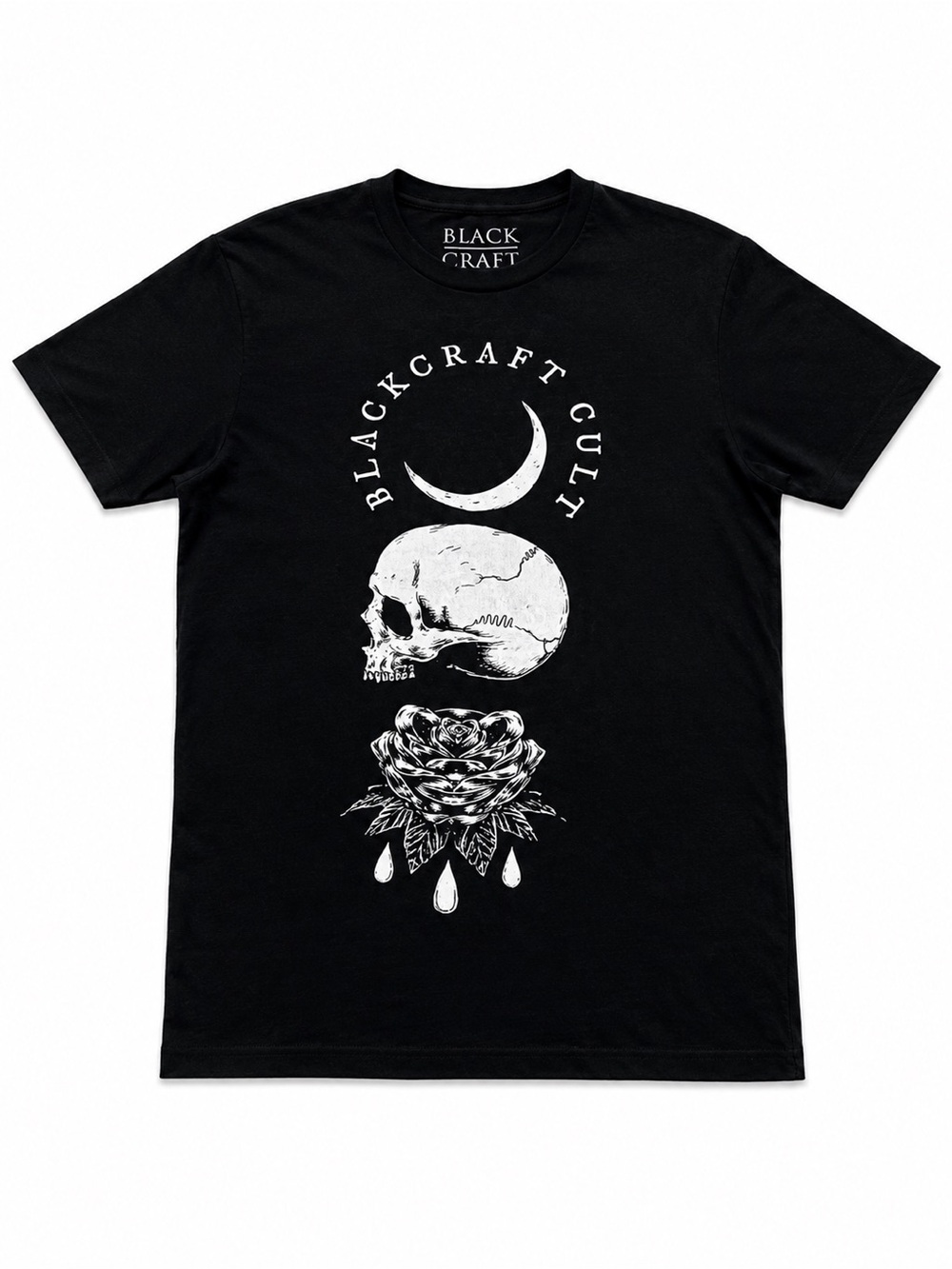 BLACKCRAFT CULT MOON SKULL ROSE GRAPHIC T SHIRT UNISEX LARGE BLACK GOTHIC OCCULT